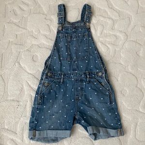 Like New Gap Kids Short Overalls Size M Hearts